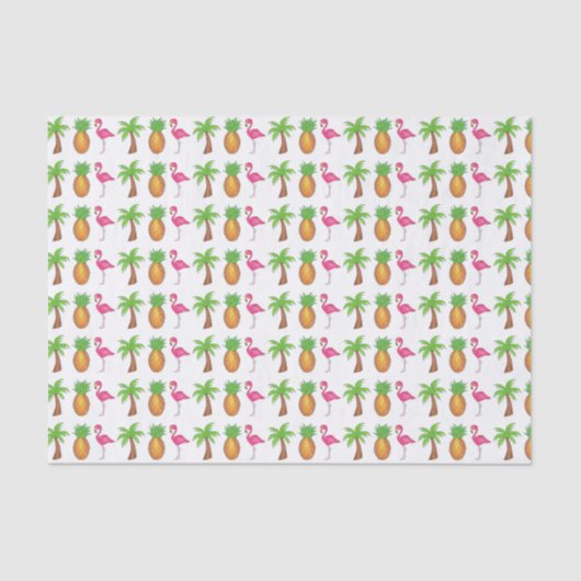 Tropisch roze flamingo Green Palm Tree Pineappel Tissuepapier (Voorkant)