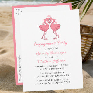 Tropisch Roze Flamingo Hawaiaans Verlovingsfeest Uitnodiging Briefkaart