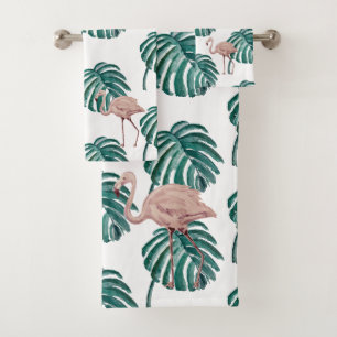 Tropisch roze flamingo het Schilderen van de Reeks Bad Handdoek