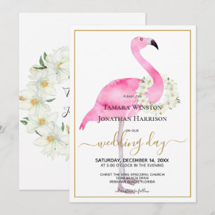 Tropisch roze flamingo Magnolias Beach Weddenschap Kaart