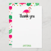 Tropisch Roze Flamingo Mooi Dank Je Bedankkaart (Voorkant / Achterkant)