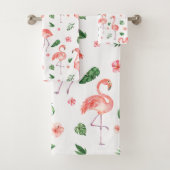 Tropisch roze Flamingo patroon badkamer Bad Handdoek (Insitu)