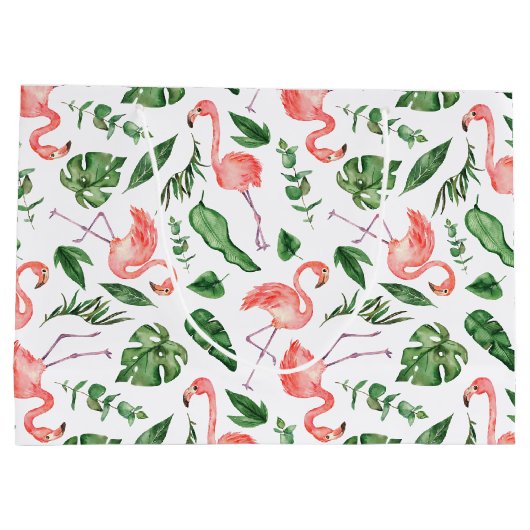 Tropisch roze Flamingo patroon Groot Cadeauzakje (Achterkant)
