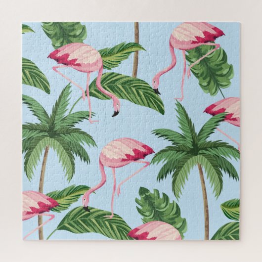 Tropisch roze Flamingo patroon Legpuzzel (Verticaal)