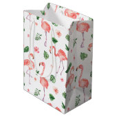 Tropisch roze Flamingo patroon Medium Cadeauzakje (Achterkant Gekanteld)