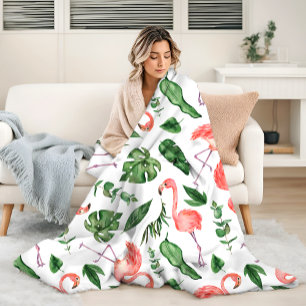Tropisch roze Flamingo patroon v2 Fleece Deken