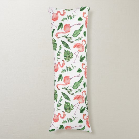 Tropisch roze Flamingo patroon v2 Lichaamskussen (Voorkant Verticaal)