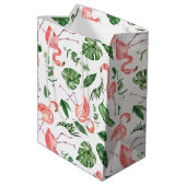 Tropisch roze Flamingo patroon v2 Medium Cadeauzakje (Achterkant Gekanteld)