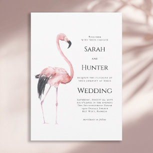 Tropisch roze flamingo strandhuwelijk kaart