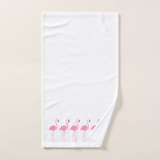 Tropisch roze flamingo Stripe Monogram Bad Handdoek (Handdoek)