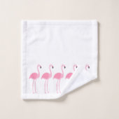 Tropisch roze flamingo Stripe Monogram Bad Handdoek (Wasdoekje)