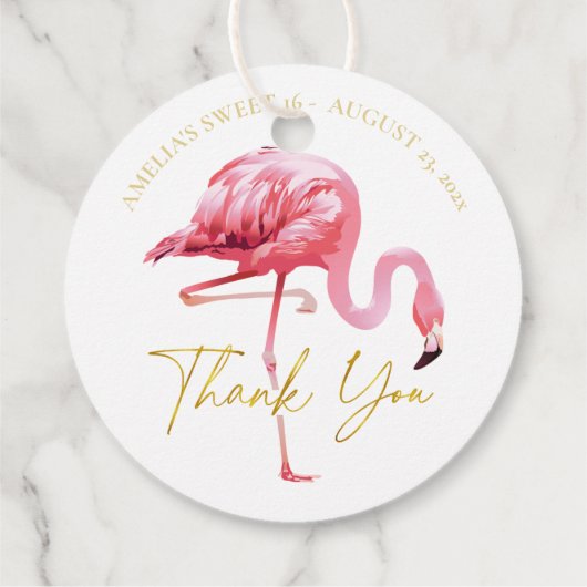 Tropisch Roze Flamingo Sweet 16 Dank u ID922 Bedankjes Labels (Achterkant)