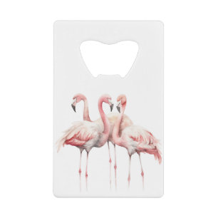 Tropisch roze flamingos gepersonaliseerd kredietkaart flessenopener