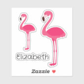 Tropisch roze flamingos gepersonaliseerd sticker (Vel)