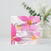 Tropisch roze Floral Hawaii Beach Couple's Shower Kaart (Staand voorkant)