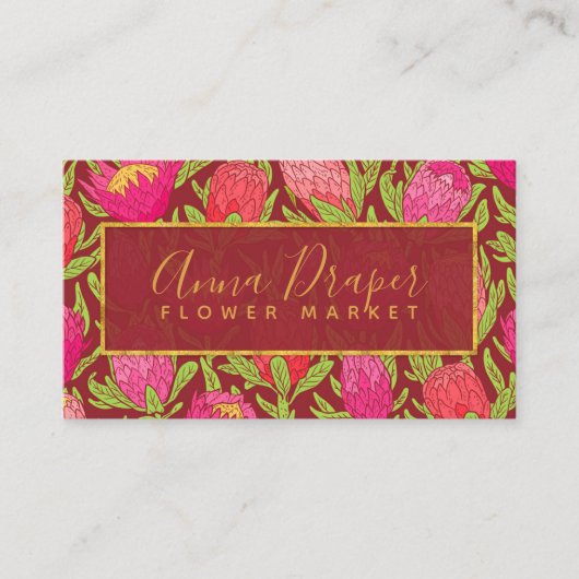 Tropisch roze Floral Patroon Visitekaartje (Voorkant)