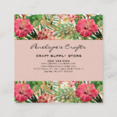 Tropisch roze Floral Square Visitekaartje (Achterkant)