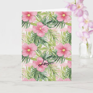 Tropisch roze Floral Wedding Kaart