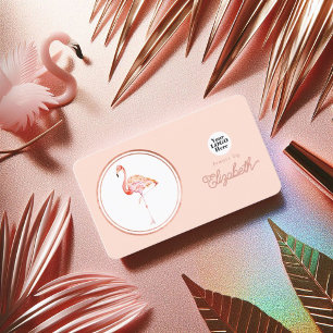 Tropisch Roze Goud en Blush Roze Flamingo Visitekaartje