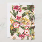 Tropisch roze goud en groene verrassingsfeest kaart (Achterkant)