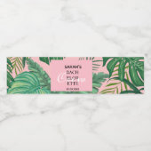 Tropisch roze groen Bachelorette Favor Waterfles Etiket (Enkel label)