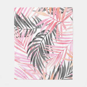 Tropisch roze groen blad Waterverf Fleece Deken