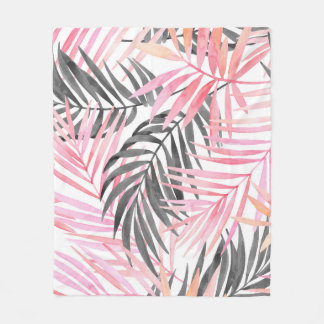 Tropisch roze groen blad Waterverf Fleece Deken