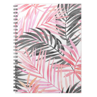 Tropisch roze groen blad Waterverf Notitieboek