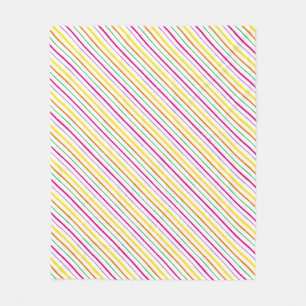 Tropisch Roze Groen Sinaasappel Geel Strepen Outdo Fleece Deken