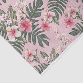 Tropisch Roze Hibiscus Bloem Art Patroon Tissuepapier (Detail)