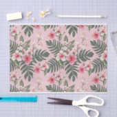 Tropisch Roze Hibiscus Bloem Art Patroon Tissuepapier (Craft)