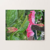 Tropisch roze hibiscus flower camouflaged Lizard Legpuzzel (Horizontaal)