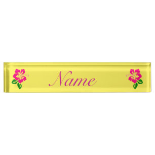Tropisch roze hibiscus flower Thunder_Cove Naambordje