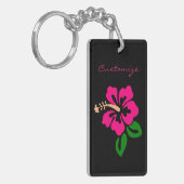 Tropisch roze hibiscus flower Thunder_Cove Sleutelhanger (Voorkant Links)