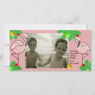 Tropisch Roze Kerst/ Foto Wenskaart Feestdagenkaart