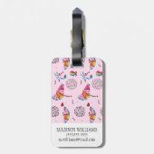 Tropisch roze Memphis Style Pattern Bagagelabel (Achterkant verticaal)