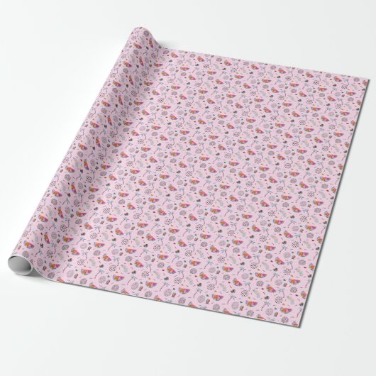 Tropisch roze Memphis Style Pattern Cadeaupapier (Uitgerold)
