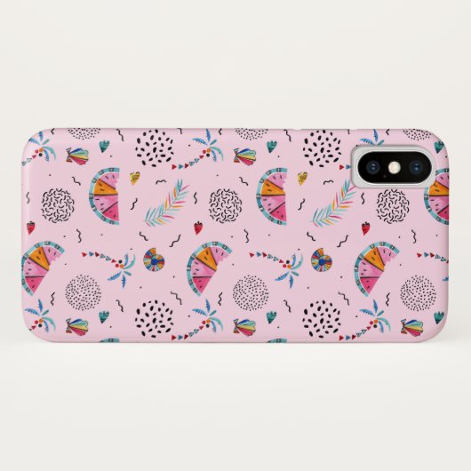 Tropisch roze Memphis Style Pattern Case-Mate iPhone Case (Achterkant (horizontaal))