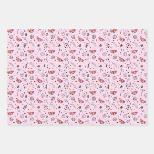 Tropisch roze Memphis Style Pattern Inpakpapier Vel (Voorkant)