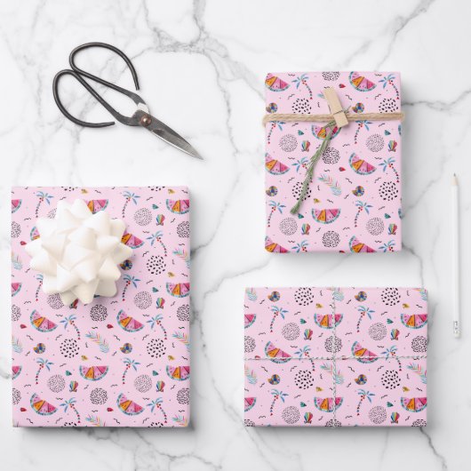 Tropisch roze Memphis Style Pattern Inpakpapier Vel (Voorkant)