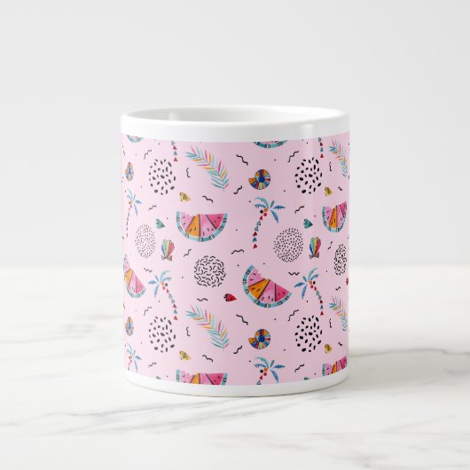 Tropisch roze Memphis Style Pattern Jumbo Beker (Voorkant)