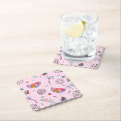 Tropisch roze Memphis Style Pattern Kartonnen Onderzetters (Insitu)