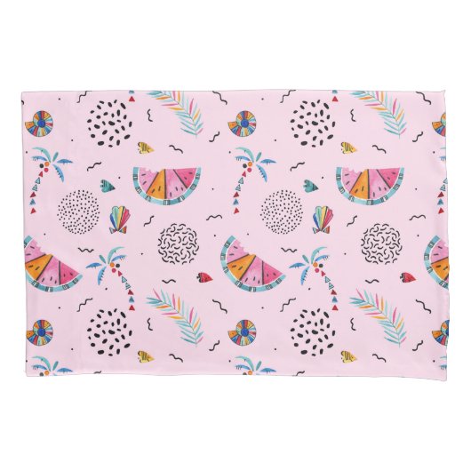 Tropisch roze Memphis Style Pattern Kussensloop (Voorkant-Links)