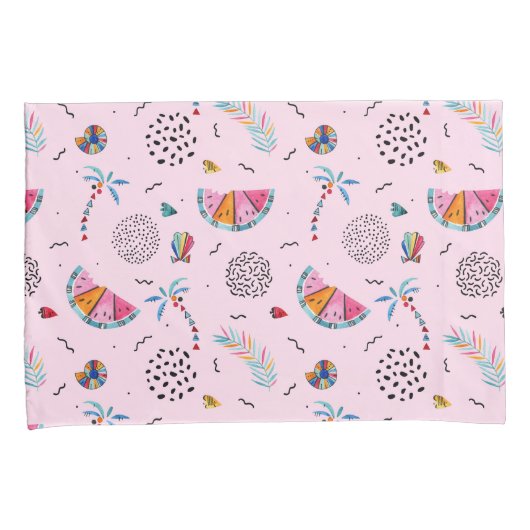 Tropisch roze Memphis Style Pattern Kussensloop (Voorkant-Rechts)