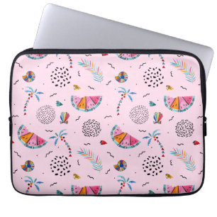 Tropisch roze Memphis Style Pattern Laptop Sleeve