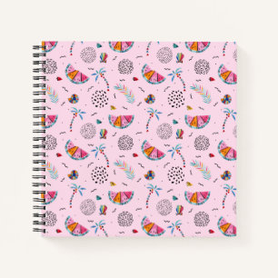 Tropisch roze Memphis Style Pattern Notitieboek