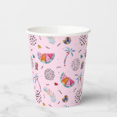 Tropisch roze Memphis Style Pattern Papieren Bekers (Links)