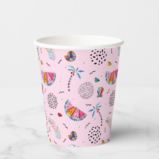 Tropisch roze Memphis Style Pattern Papieren Bekers (Voorkant)
