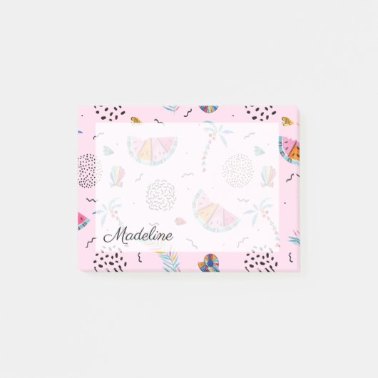 Tropisch roze Memphis Style Pattern Post-it® Notes (Voorkant)