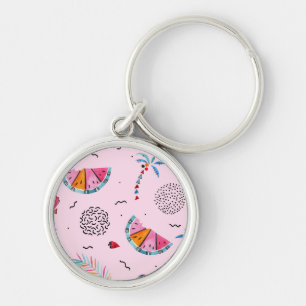 Tropisch roze Memphis Style Pattern Sleutelhanger